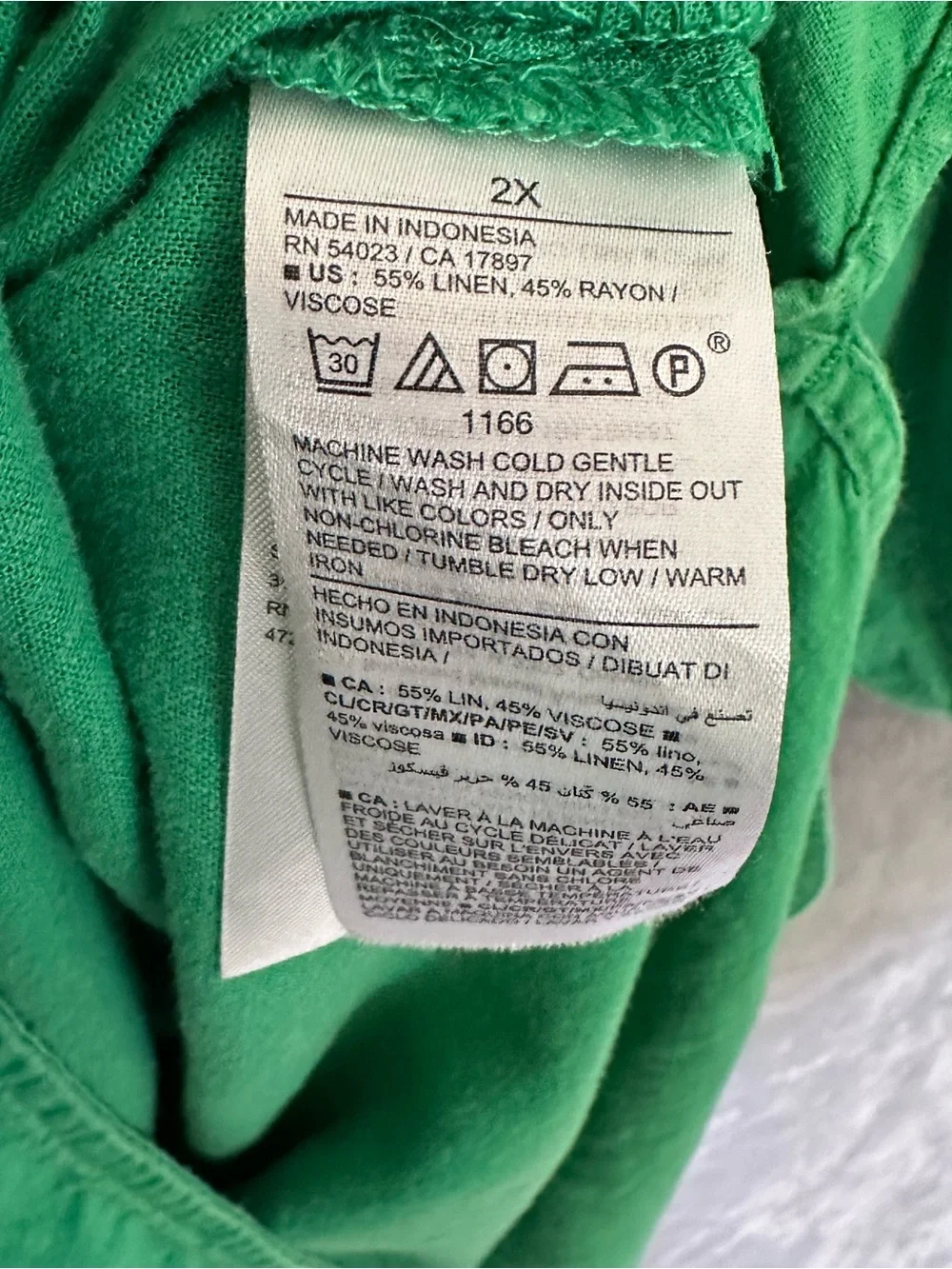 Old Navy Boyfriend Reach for Clover Green Linen Blend Button-Up Shirt 2X
